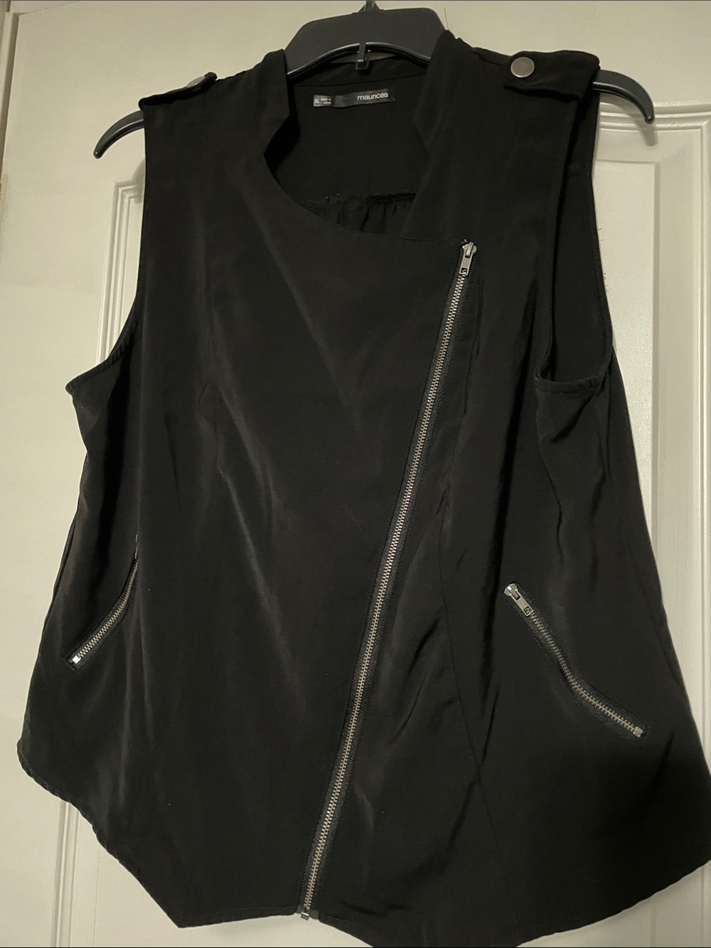 Maurices Black Sleeveless Zip-Front Moto Vest